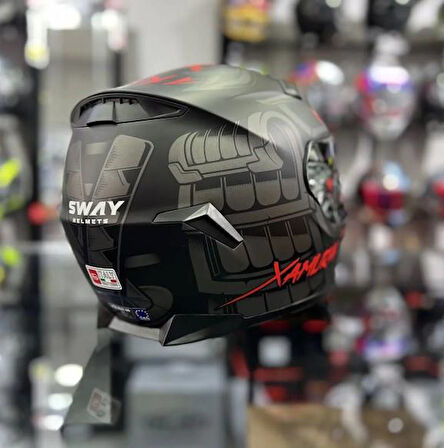 Sway 820 Full Face Aynalı Vizör Kapalı Motosiklet Kaskı L Beden Xamuraı
