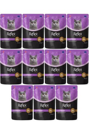 Reflex Plus Jöle İçinde Somonlu ve Ton Balıklı Yetişkin Kedi Konservesi 85gr - 11 Adet