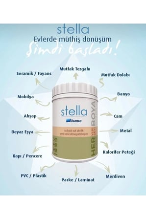 Stella Su Bazlı Saf Akrilik Dönüşüm Boyası 1 Litre Mistik Beyaz
