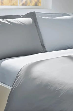 Çarşafı Lastikli Çift Kişilik Nevresim Takımı- Kül Gri Silver %100 Pamuk