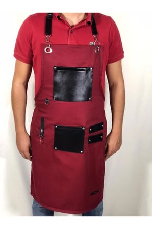 Trend Mutfak Önlük Renkli Deri Cepli Önlük Kuaför Kasap Cafe Restoran Şef Önlüğü