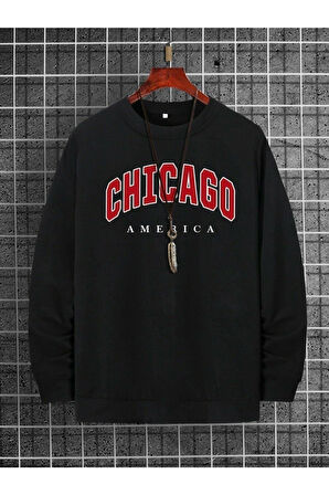 LUNAVISITA Unisex Gri Wrstbhrv Baskılı Oversize Kapüşonlu Sweatshirt
