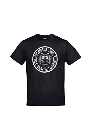 Unisex Siyah Bts Grup Logo Baskılı T-shirt