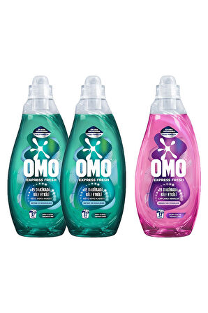 Omo Express Fresh Kötü Koku Karşıtı Beyaz ve Renkliler 2 x 1480 ML + Capcanlı Renkli ve Siyahlar için Deterjan 1480 ML