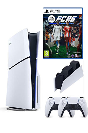 Playstation 5 slim +2.kol dualsense + Şarj İstasyonu +Ps5 FC26 (İthalatçı Garantili )