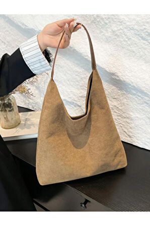 Büyük Kapasiteli Gündelik Tote Çanta Kadınlar Günlük Kullanım Ve İşe Gidiş İçin Trendy Süet Çanta