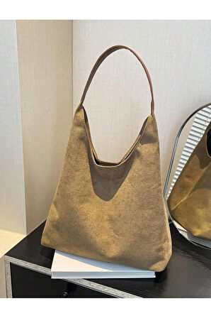 Büyük Kapasiteli Gündelik Tote Çanta Kadınlar Günlük Kullanım Ve İşe Gidiş İçin Trendy Süet Çanta