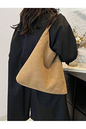 Büyük Kapasiteli Gündelik Tote Çanta Kadınlar Günlük Kullanım Ve İşe Gidiş İçin Trendy Süet Çanta