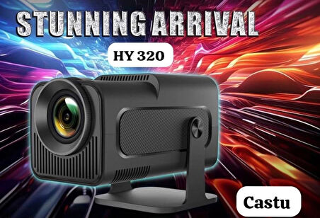 Hy320 Mini Siyah Taşınabilir Sinema Projektörü 4k 720p Ev Sineması Bluetooth Android Projeksiyon