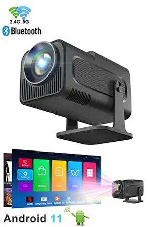 Hy320 Mini Siyah Taşınabilir Sinema Projektörü 4k 720p Ev Sineması Bluetooth Android Projeksiyon