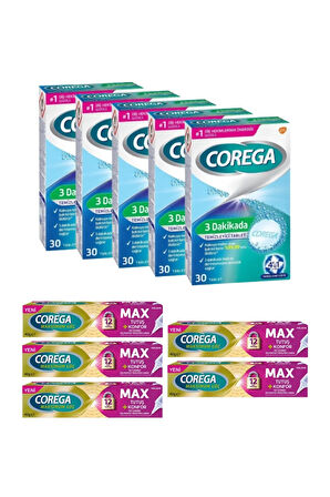 x5 3 Dakikada Diş Protezi Temizleyici 30 Tablet + x5 Max Tutuş + Konfor Protez Yapıştırıcı 40 gr