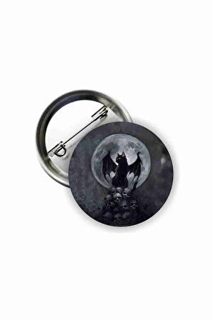 Dark Gotik Cat Illustration Grunge Style Buton Rozet