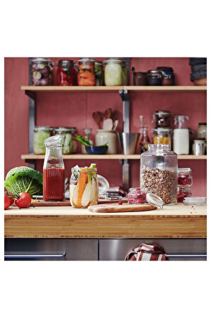 kapaklı cam kavanoz, cam, 3 lt kare cam geniş kavanoz