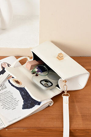 Lüks Mini Özel Tasarım Kilit Detaylı Çapraz Askılı Omuz Çantası