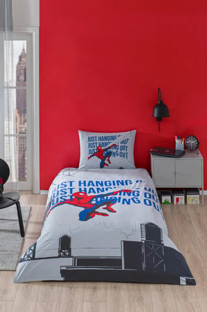 Spiderman Blue Web Tek Kişilik Lisanslı Lastikli Çocuk Nevresim Takımı