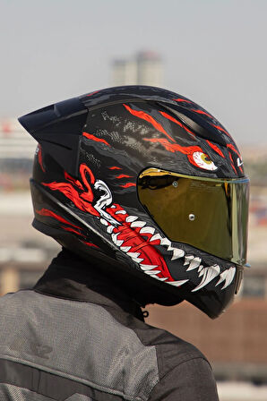 RAPID 2 RACE KAIJU MAT SİYAH-KIRMIZI-BEYAZ KASK