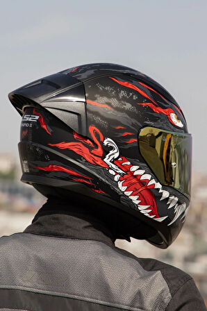 RAPID 2 RACE KAIJU MAT SİYAH-KIRMIZI-BEYAZ KASK