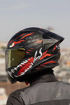 RAPID 2 RACE KAIJU MAT SİYAH-KIRMIZI-BEYAZ KASK