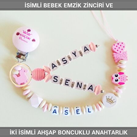 Sahi Aksesuar İsimli Bebek Emzik Zinciri ve İki İsimli Anahtarlık Seti