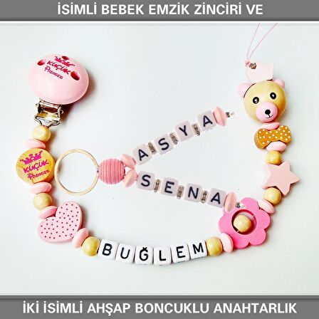 Sahi Aksesuar İsimli Bebek Emzik Zinciri ve İki İsimli Anahtarlık Seti