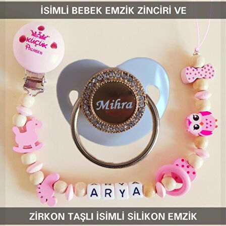 Sahi Aksesuar İsimli Bebek Emzik Zinciri ve Bebek Silikon Emzik