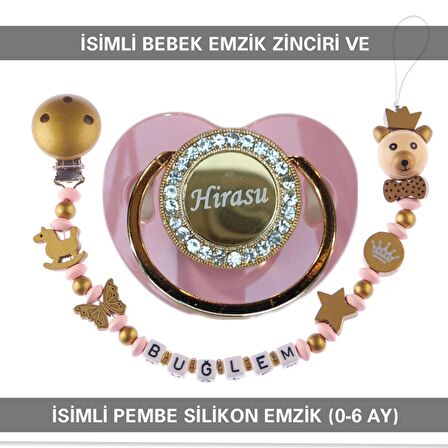 Sahi Aksesuar İsimli Bebek Emzik Zinciri ve Bebek Silikon Emzik