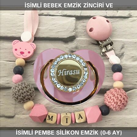 Sahi Aksesuar İsimli Bebek Emzik Zinciri ve Bebek Silikon Emzik