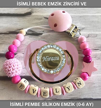 Sahi Aksesuar İsimli Bebek Emzik Zinciri ve Bebek Silikon Emzik