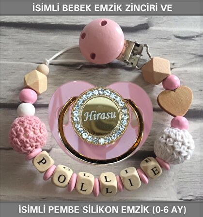 Sahi Aksesuar İsimli Bebek Emzik Zinciri ve Bebek Silikon Emzik