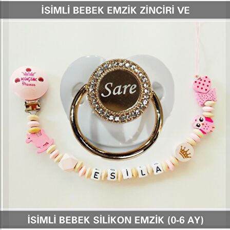 Sahi Aksesuar İsimli Bebek Emzik Zinciri ve Bebek Silikon Emzik