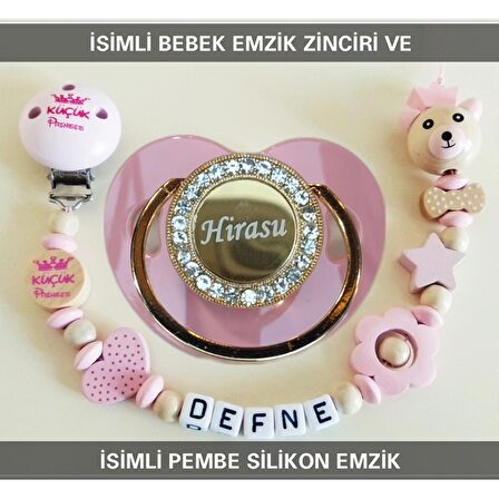 Sahi Aksesuar İsimli Bebek Emzik Zinciri ve Bebek Silikon Emzik