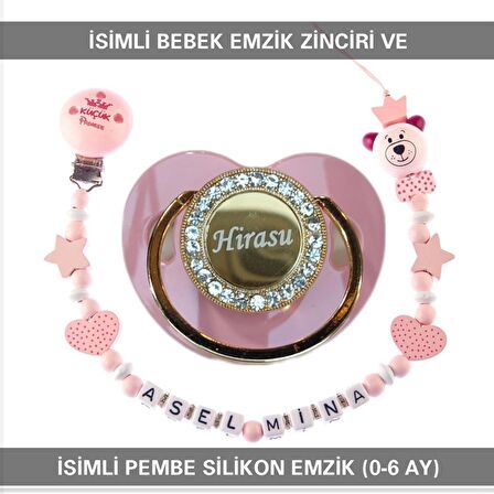 Sahi Aksesuar İsimli Bebek Emzik Zinciri ve Bebek Silikon Emzik