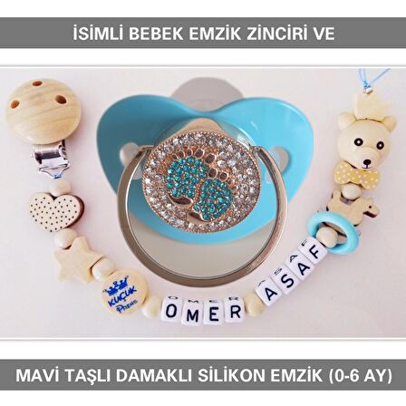Sahi Aksesuar İsimli Bebek Emzik Zinciri ve Silikon Emzik Seti BEZYI376