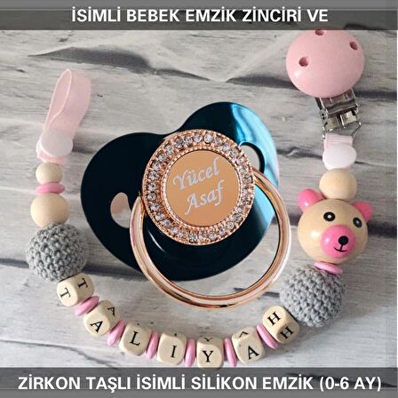 Sahi Aksesuar İsimli Emzik Zinciri ve İsimli Silikon Emzik (0-6 Ay) BEZYI436