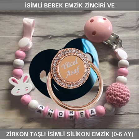 Sahi Aksesuar İsimli Emzik Zinciri ve İsimli Silikon Emzik (0-6 Ay) BEZYI467