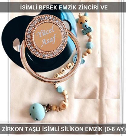 Sahi Aksesuar İsimli Emzik Zinciri ve İsimli Silikon Emzik (0-6 Ay) BEZYI486