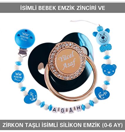 Sahi Aksesuar İsimli Emzik Zinciri ve İsimli Silikon Emzik (0-6 Ay) BEZYI510