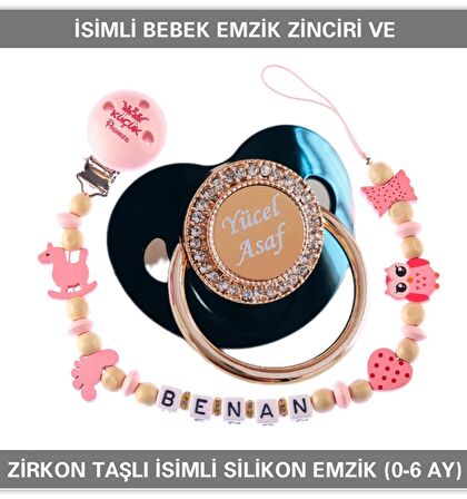Sahi Aksesuar İsimli Emzik Zinciri ve İsimli Silikon Emzik (0-6 Ay) BEZYI515