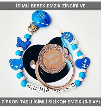 Sahi Aksesuar İsimli Emzik Zinciri ve İsimli Silikon Emzik (0-6 Ay) BEZYI521