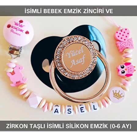 Sahi Aksesuar İsimli Emzik Zinciri ve İsimli Silikon Emzik (0-6 Ay) BEZYI529