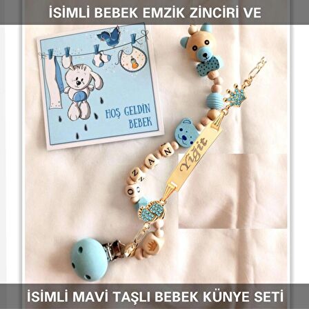 Sahi Aksesuar İsimli Bebek Emzik Zinciri ve İsimli Bebek Künye Seti BEZYI629