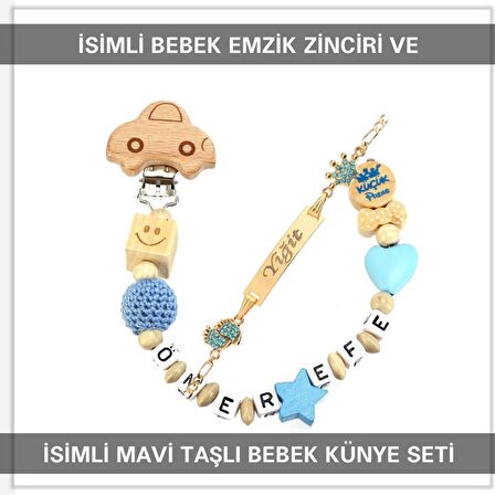 Sahi Aksesuar İsimli Bebek Emzik Zinciri ve İsimli Bebek Künye Seti BEZYI638