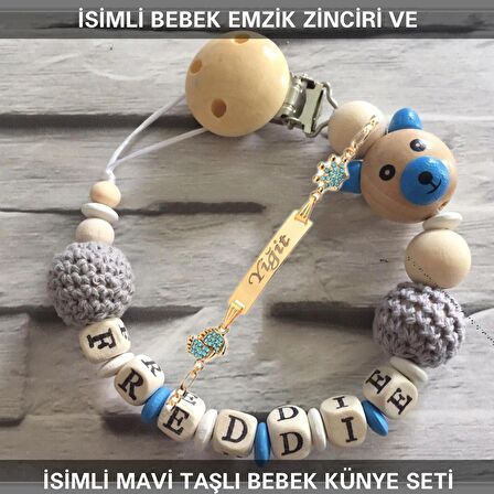 Sahi Aksesuar İsimli Bebek Emzik Zinciri ve İsimli Bebek Künye Seti BEZYI649