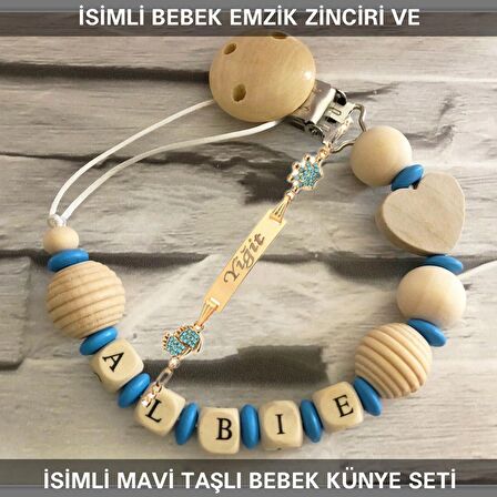 Sahi Aksesuar İsimli Bebek Emzik Zinciri ve İsimli Bebek Künye Seti BEZYI650