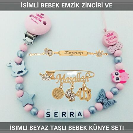 Sahi Aksesuar İsimli Bebek Emzik Zinciri ve İsimli Bebek Künye Seti BEZYI659