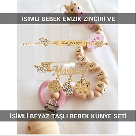 Sahi Aksesuar İsimli Bebek Emzik Zinciri ve İsimli Bebek Künye Seti BEZYI694