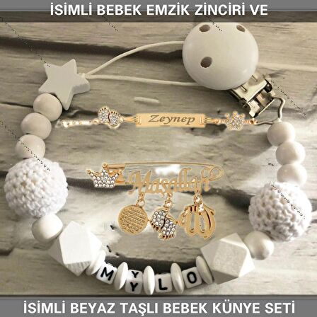 Sahi Aksesuar İsimli Bebek Emzik Zinciri ve İsimli Bebek Künye Seti BEZYI708