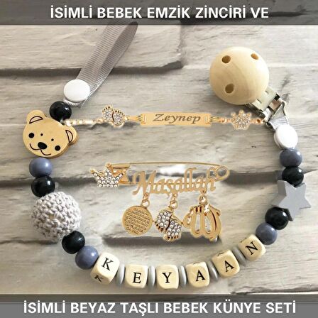 Sahi Aksesuar İsimli Bebek Emzik Zinciri ve İsimli Bebek Künye Seti BEZYI729