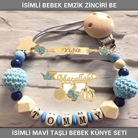 Sahi Aksesuar İsimli Bebek Emzik Zinciri ve İsimli Bebek Künye Seti BEZYI786