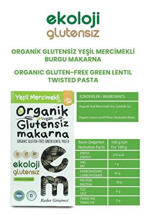 E.M. Glutensiz Makarna Yeşil Mercimek Burgu 200 Gr / 3 Adet